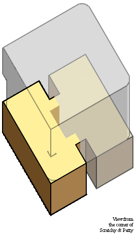 [grudge match bets exhibit colored; first floor faded; rest of building grey]