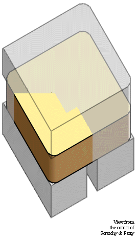 [players exhibit colored; second floor faded; rest of building grey]